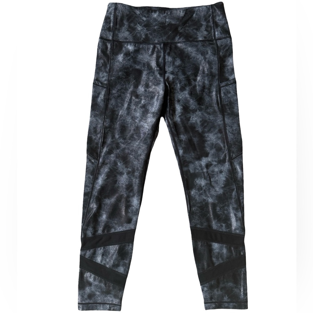 (NWT) ZYIA Active - Women’s Gray Stonewashed Mesh Pocket Hi-Rise 7/8 Legging 24”